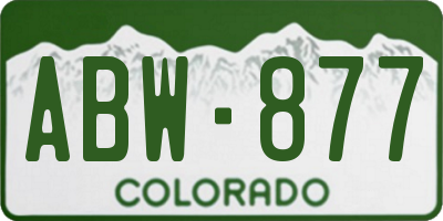 CO license plate ABW877