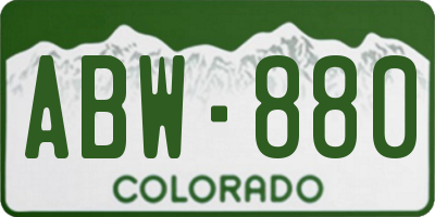 CO license plate ABW880