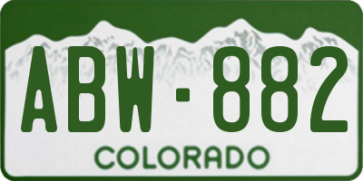 CO license plate ABW882