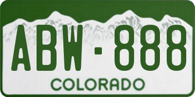 CO license plate ABW888