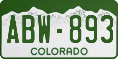 CO license plate ABW893