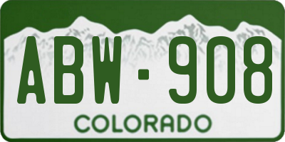 CO license plate ABW908