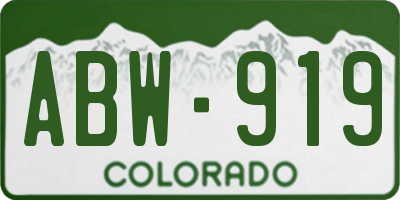 CO license plate ABW919
