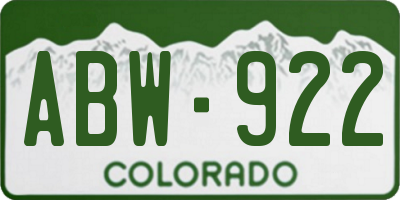 CO license plate ABW922
