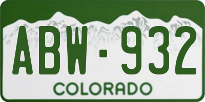 CO license plate ABW932