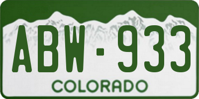 CO license plate ABW933