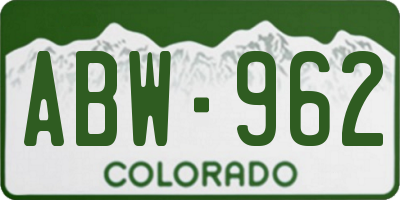 CO license plate ABW962