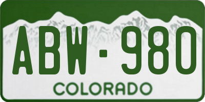 CO license plate ABW980