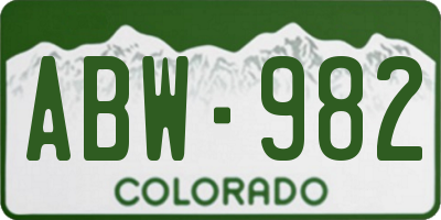 CO license plate ABW982