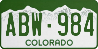 CO license plate ABW984