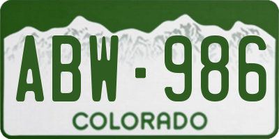 CO license plate ABW986