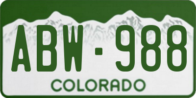 CO license plate ABW988