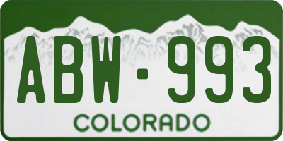 CO license plate ABW993