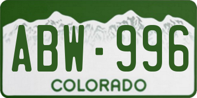 CO license plate ABW996