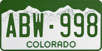 CO license plate ABW998