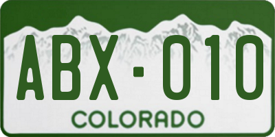 CO license plate ABX010