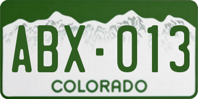 CO license plate ABX013