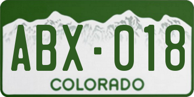 CO license plate ABX018
