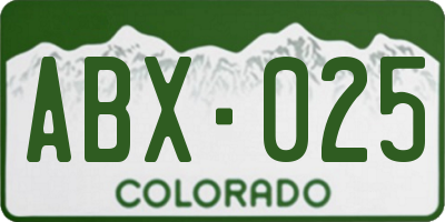 CO license plate ABX025