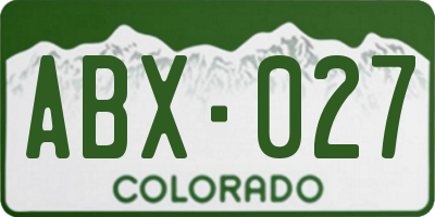 CO license plate ABX027
