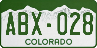 CO license plate ABX028