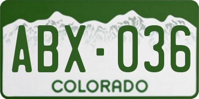 CO license plate ABX036