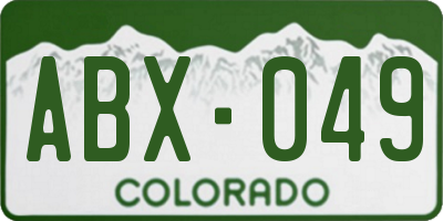 CO license plate ABX049