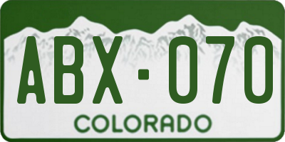 CO license plate ABX070