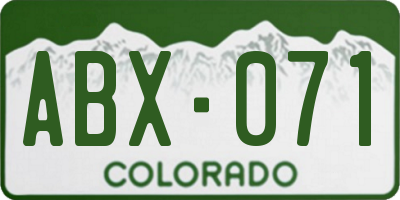 CO license plate ABX071