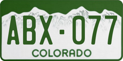 CO license plate ABX077