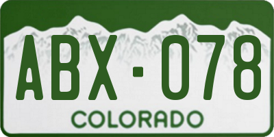 CO license plate ABX078