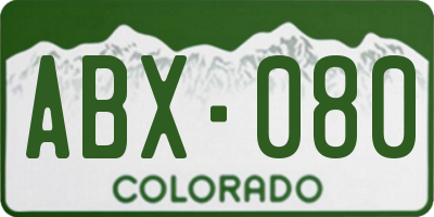 CO license plate ABX080