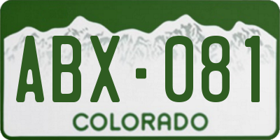 CO license plate ABX081