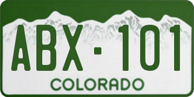 CO license plate ABX101