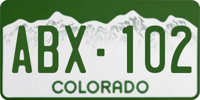 CO license plate ABX102