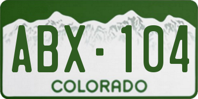 CO license plate ABX104