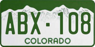 CO license plate ABX108