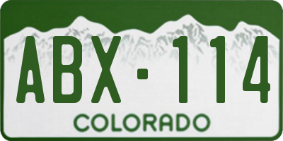 CO license plate ABX114