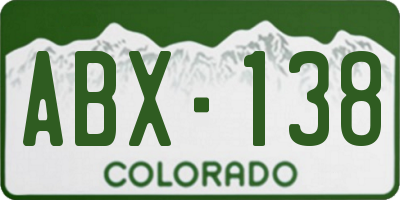 CO license plate ABX138