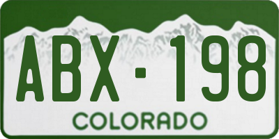 CO license plate ABX198