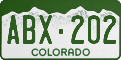 CO license plate ABX202