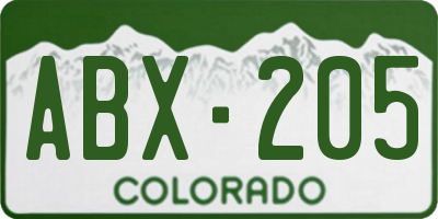 CO license plate ABX205