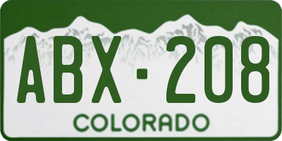 CO license plate ABX208