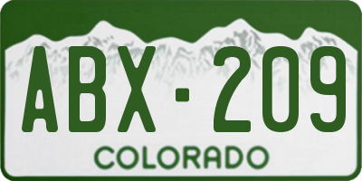 CO license plate ABX209