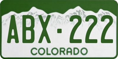 CO license plate ABX222