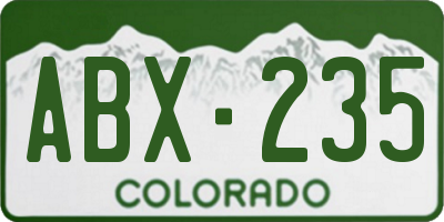 CO license plate ABX235