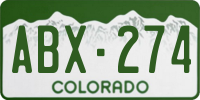 CO license plate ABX274