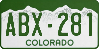 CO license plate ABX281