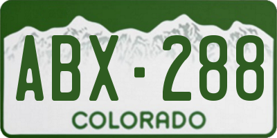 CO license plate ABX288