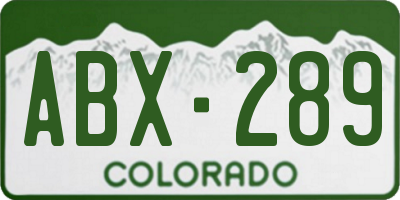 CO license plate ABX289